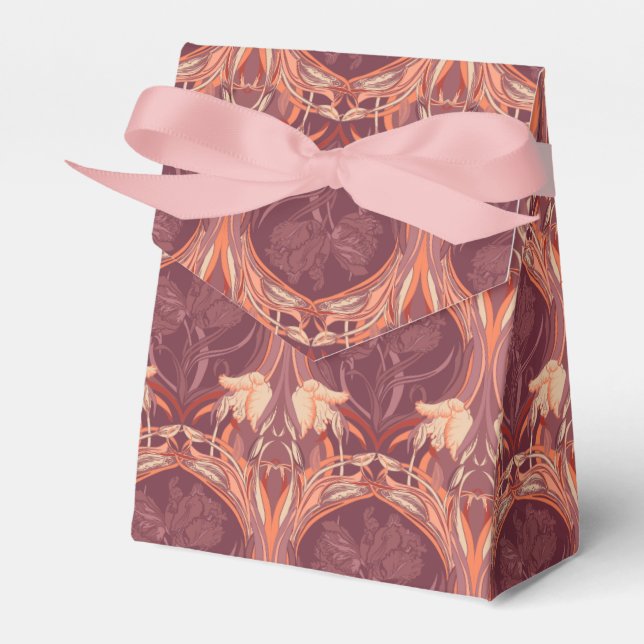 Tulips Art Nouveau Victorian Scarf Favor Boxes (Front Side)