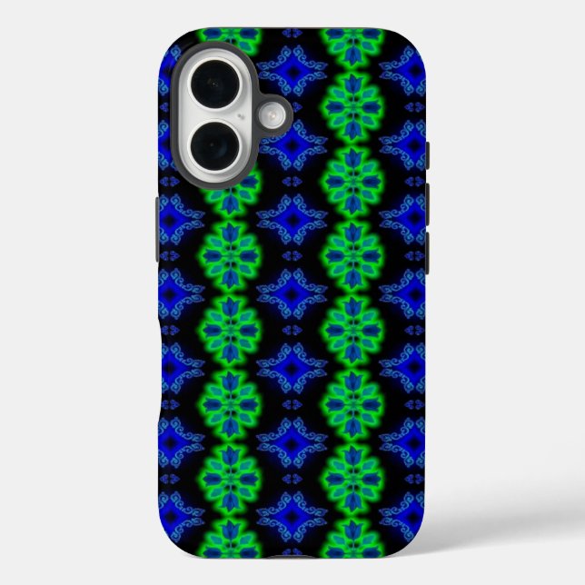 Tulips Artdeco in Retro style green blue black Case-Mate iPhone Case (Back)