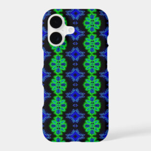 Tulips Artdeco in Retro style green blue black iPhone 17 Case