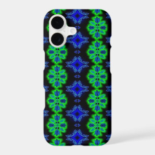 Tulips Artdeco in Retro style green blue black iPhone 17 Case