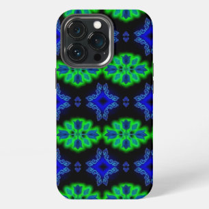 Tulips Artdeco in Retro style green blue black iPhone 13 Pro Case