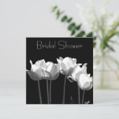 Tulips, B&W Bridal Shower Invitations (Standing Front)