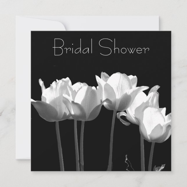 Tulips, B&W Bridal Shower Invitations (Front)