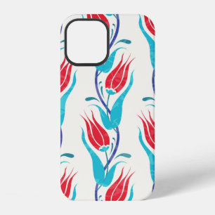Tulips background. Traditional turkish motif. seam iPhone 12 Case