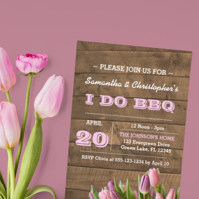 Tulips & Barnwood I Do BBQ Invitations (Creator Uploaded)