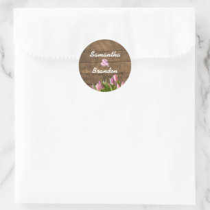 Tulips & Barnwood Pastel Personalized Stickers
