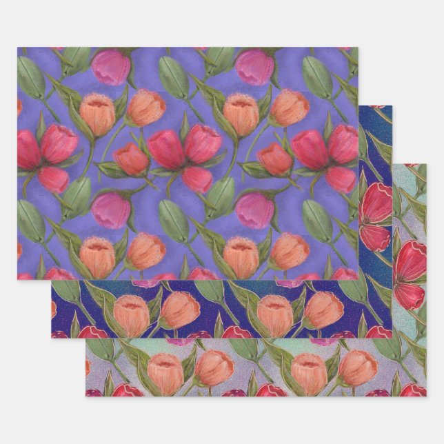 Tulips Beautiful Wrapping Paper Sheets (Set)
