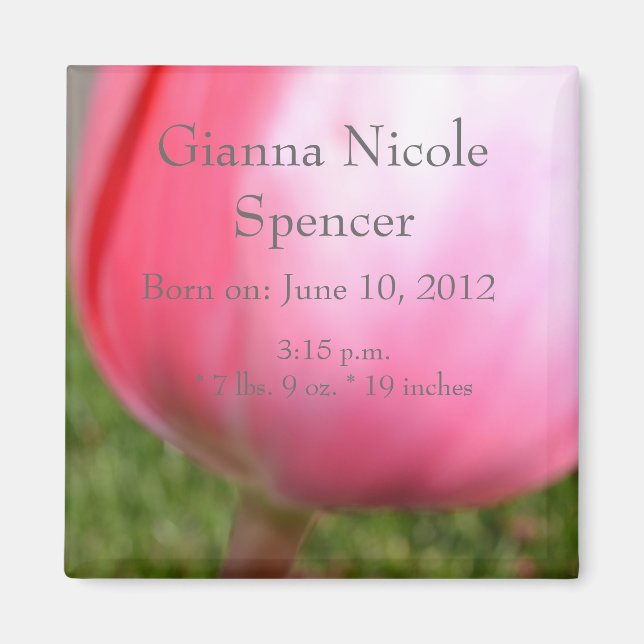 Tulips- Birth Announcement Magnet (Front)
