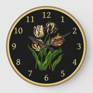 Tulips Bizarres 002 ~ Botanical Art ~  Large Clock