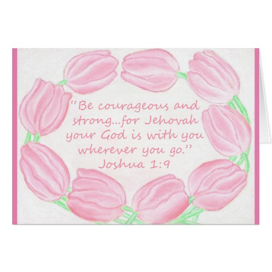 Tulips Border~Be Courageous & Strong~Scripture Cards (Front Horizontal)