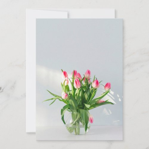 Tulips bouquet in a vase Flat Holiday Card 