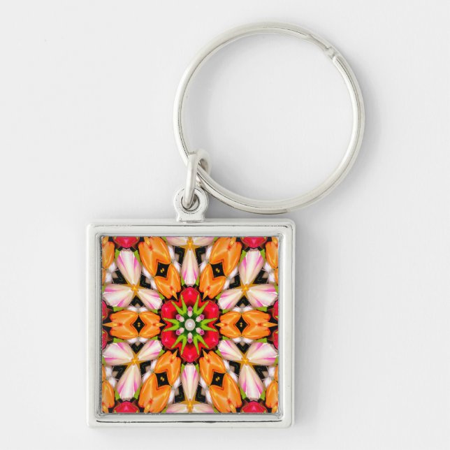 Tulips Bouquet Pattern Keychain (Front)
