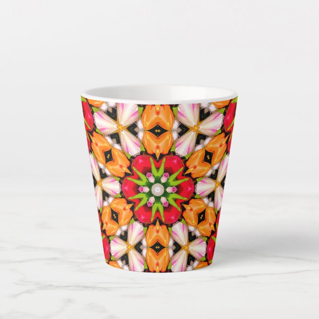 Tulips Bouquet Pattern Latte Mug (Front)