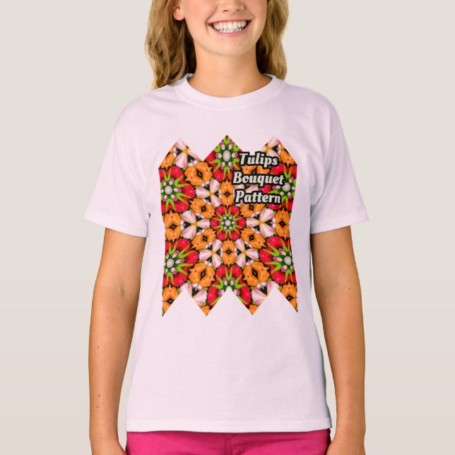 Tulips Bouquet Pattern T-Shirt (Front)