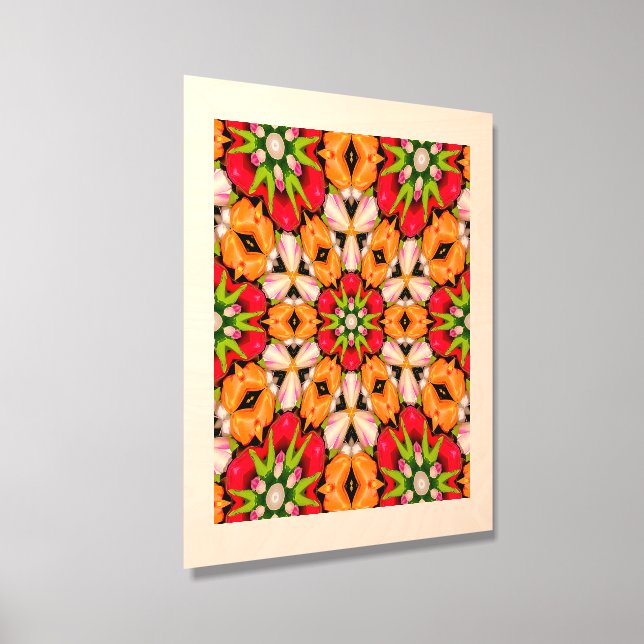 Tulips Bouquet Pattern Wood Photo Tile (Angled)