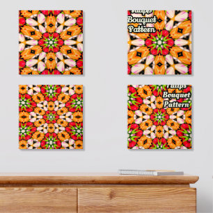 Tulips Bouquet Pattern Wood Photo Tile