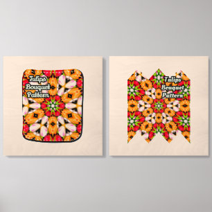 Tulips Bouquet Pattern Wood Photo Tile