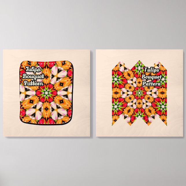 Tulips Bouquet Pattern Wood Photo Tile (Front Set)