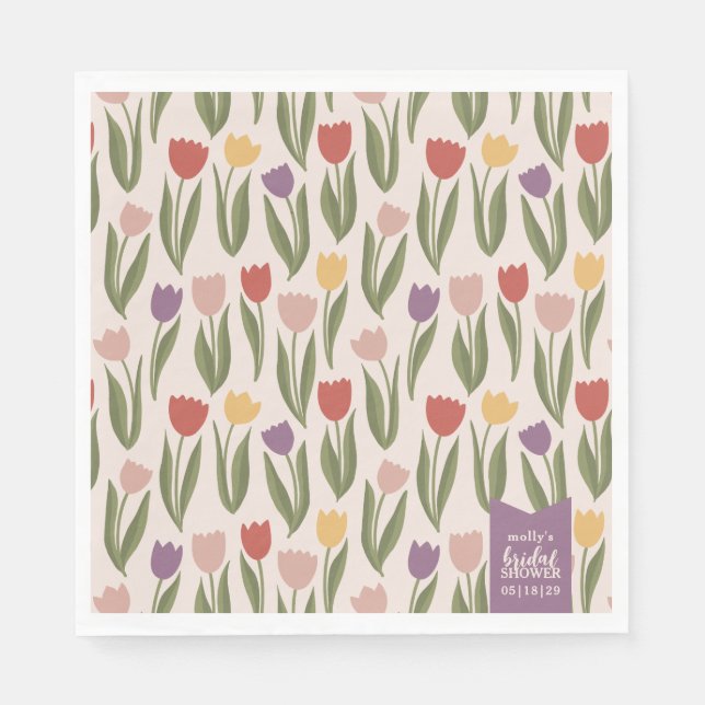 Tulips Bridal Shower Personalized  Napkins (Front)