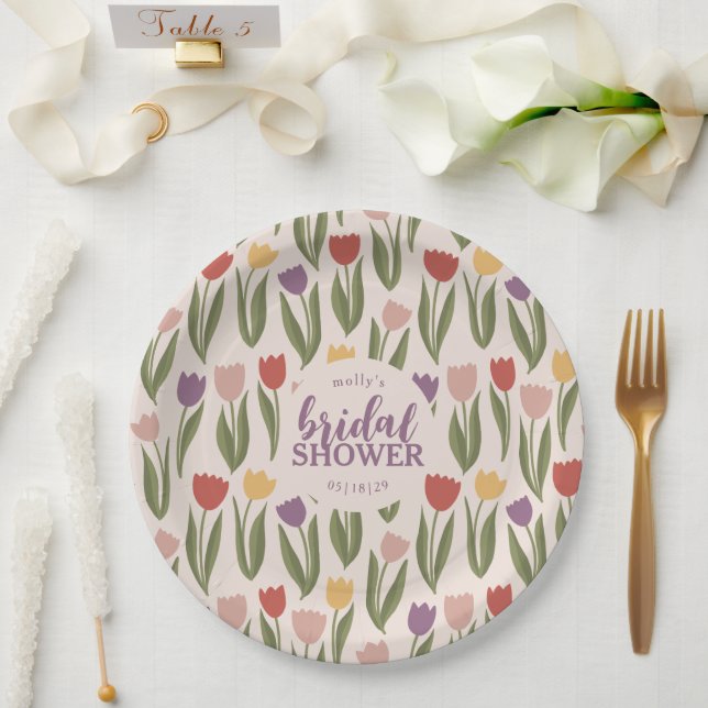 Tulips Bridal Shower Personalized  Paper Plates (Wedding)