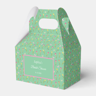Tulips & Butterflies Green Bridal Shower Favor Boxes