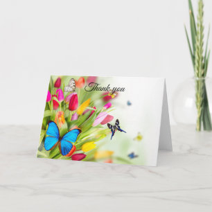 Tulips & butterflies thank you card
