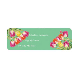 Tulips & Butterfly Green Bridal Shower Label