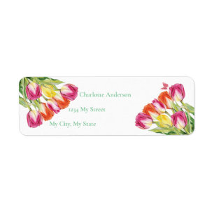 Tulips & Butterfly White Bridal Shower Label