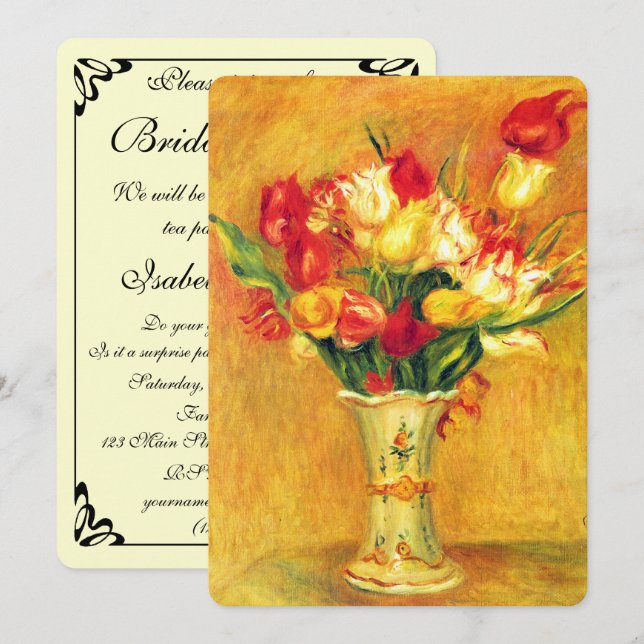 Tulips by Pierre Renoir, Vintage Bridal Shower Invitation (Front/Back)