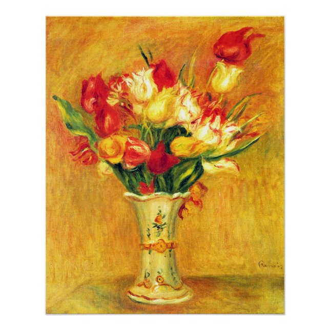 Tulips by Pierre Renoir, Vintage Impressionism Art Poster (Front)