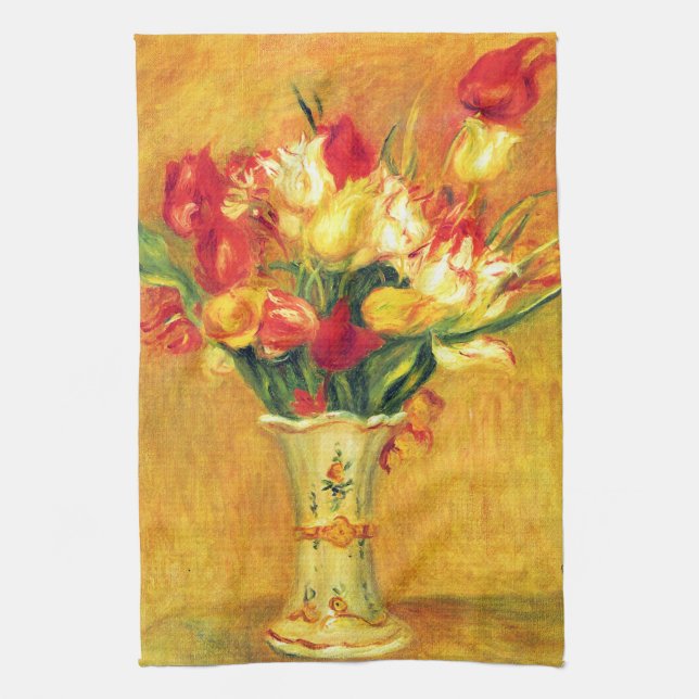 Tulips by Pierre Renoir, Vintage Impressionism Art Towel (Vertical)