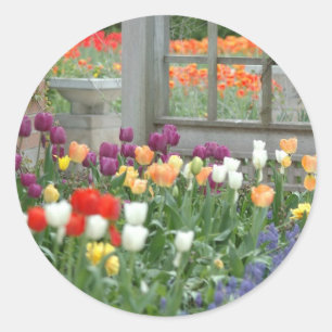 tulips classic round sticker