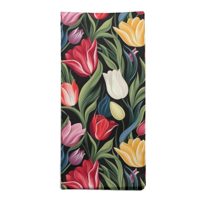 Tulips Cloth Napkin-Dinner Single Napkin (Folded)