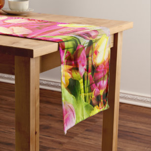 TULIPS - Colored Tulips of Fractal Art - Long Table Runner