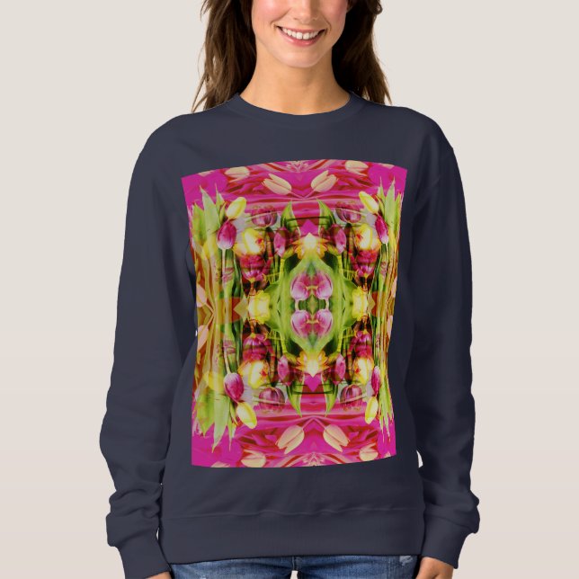 TULIPS - Colored Tulips of Fractal Art - Sweatshirt (Front)