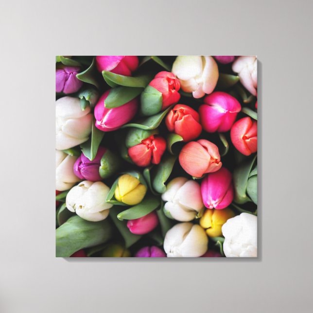 Tulips Colorful Flowers Easter Spring Canvas Print (Front)