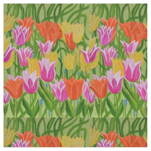 Tulips cotton fabric 