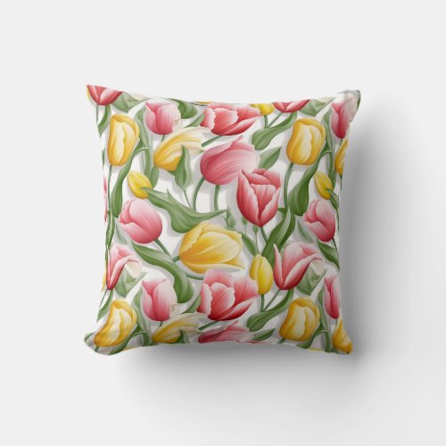 Tulips Cotton Throw Pillow