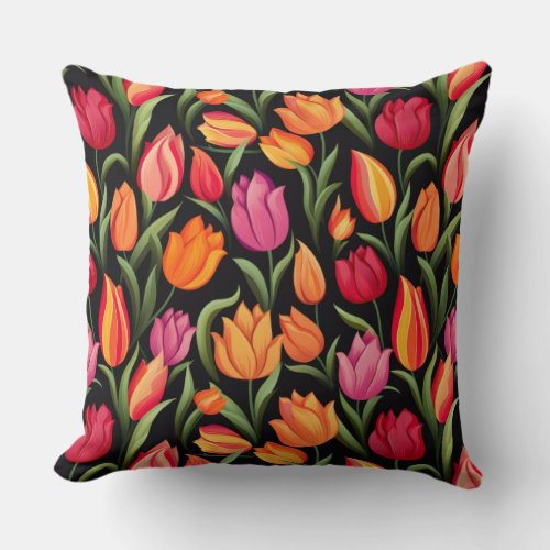 Tulips Cotton Throw Pillow