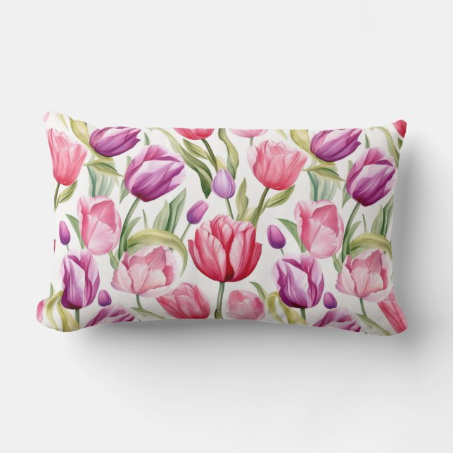 Tulips Cotton Throw Pillow (Front)
