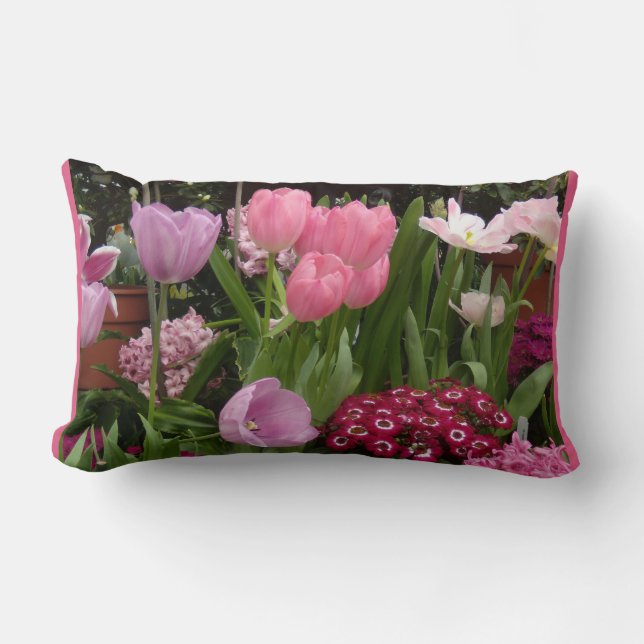 Tulips Daisies Hyacinths Lumbar Pillow (Front)