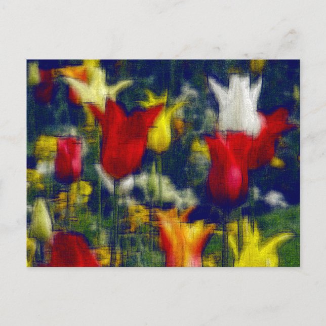 Tulips digital effect of style "impression" holiday postcard (Front)