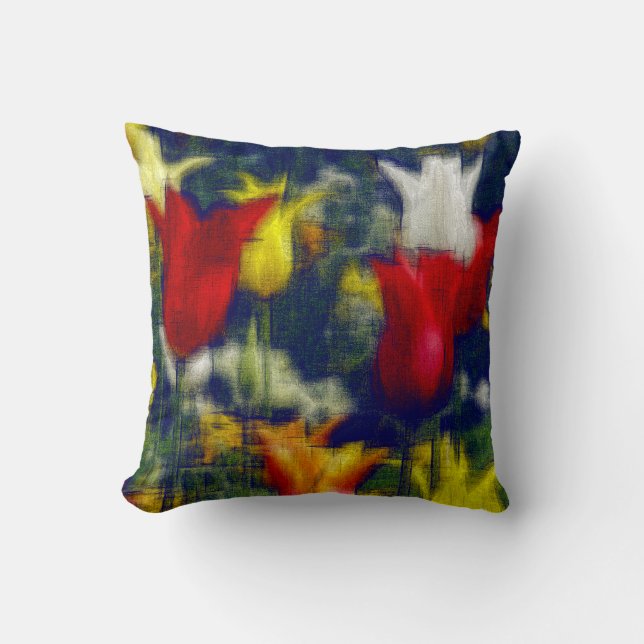 Tulips digital effect of style "impression"  throw pillow (Front)
