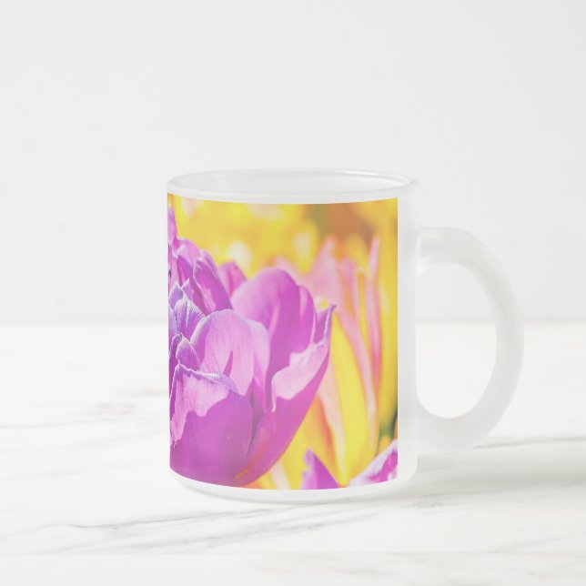 Tulips Enchanting 12 Frosted Glass Coffee Mug (Right)