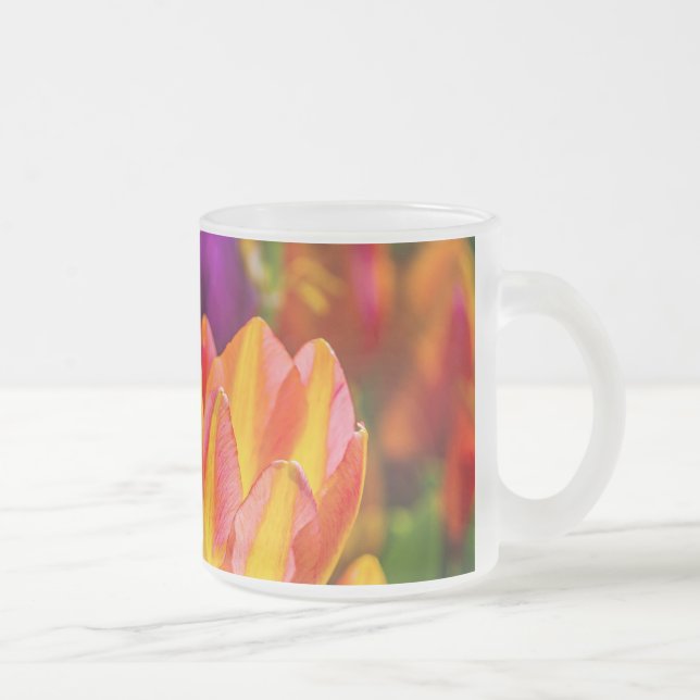 Tulips Enchanting 16 Frosted Glass Coffee Mug (Right)