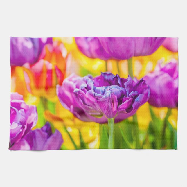 Tulips Enchanting Dark Pink Kitchen Towel (Horizontal)