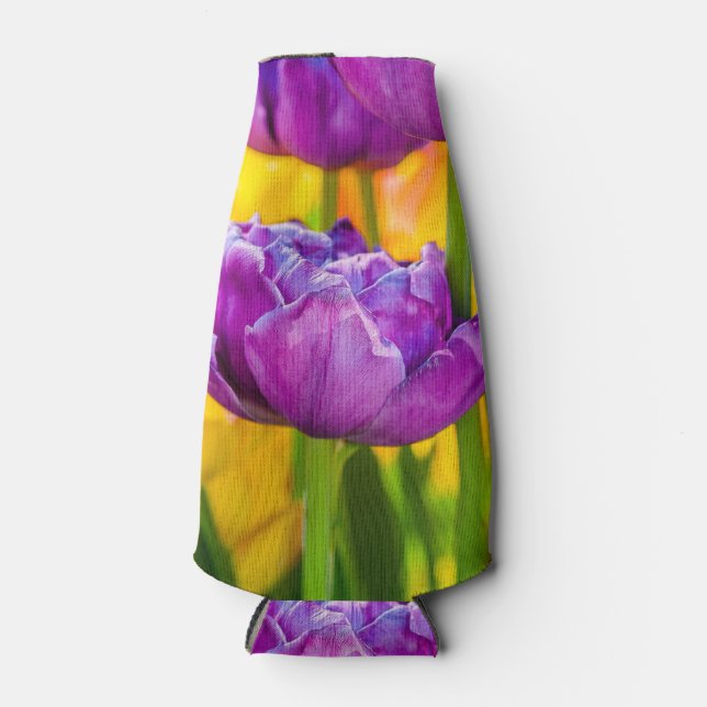 Tulips Enchanting Deep Pink Bottle Cooler (Front)
