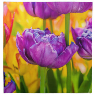 Tulips Enchanting Deep Pink Cloth Napkin