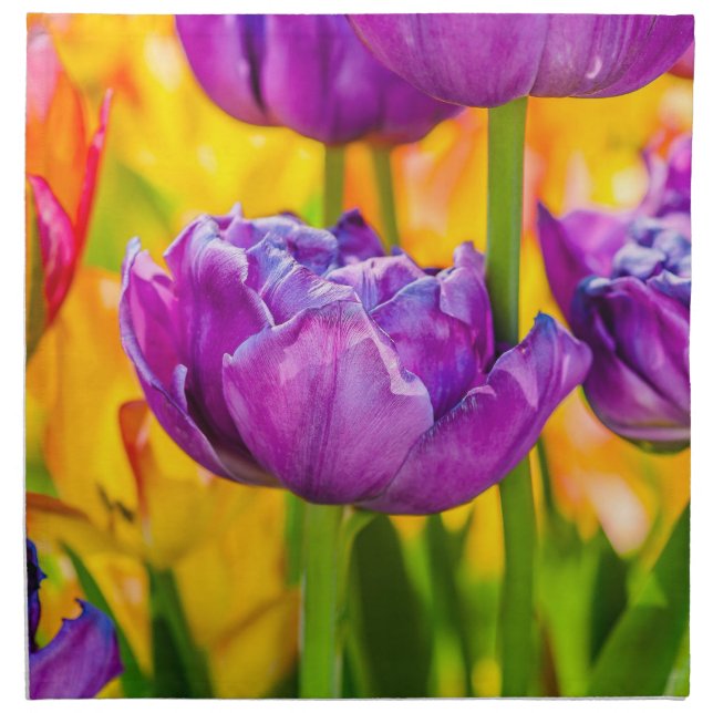 Tulips Enchanting Deep Pink Cloth Napkin (Front)