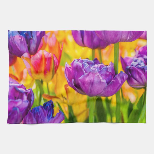 Tulips Enchanting Deep Pink Towel (Horizontal)